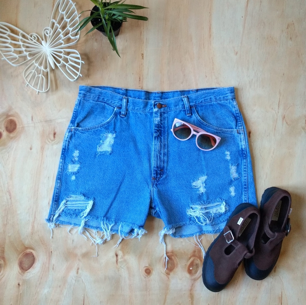 Vintage Distressed Cutoff Jean Shorts Size 14 16